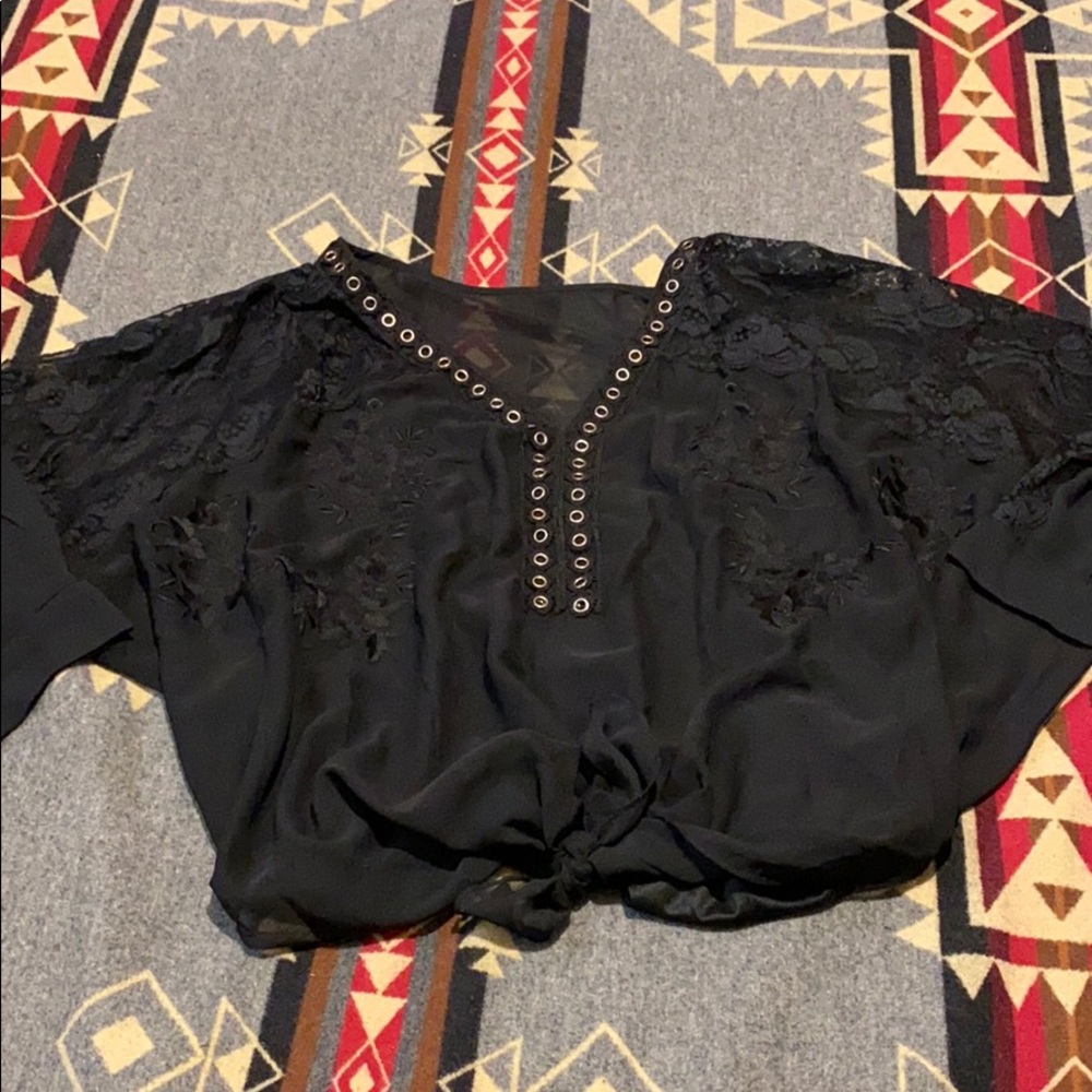 Sheer blouse with built in tank